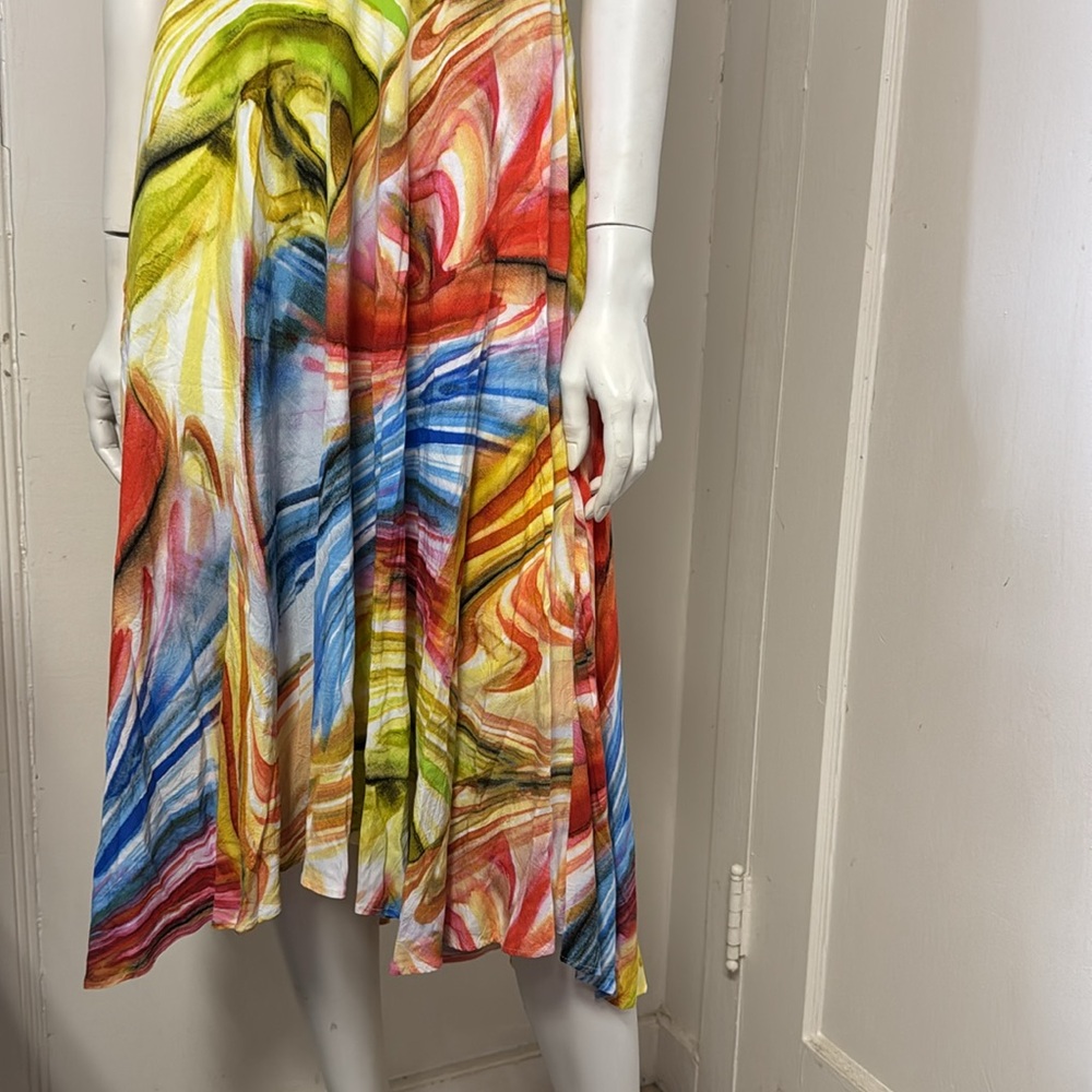 Jams World Sleeveless Dress EROS BOHO Colorful Hi-Low Empire Waist Sz M - Picture 4 of 12